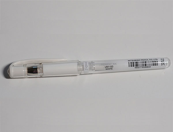 Signo Uniball white gel pen for marker holder